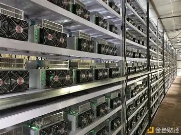 Rows of mining rigs in a data center with advanced cooling systems